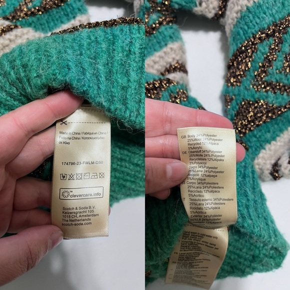 Scotch & Soda Metallic Fair Isle Sweater Wool Alpaca Blend - Picture 6 of 10